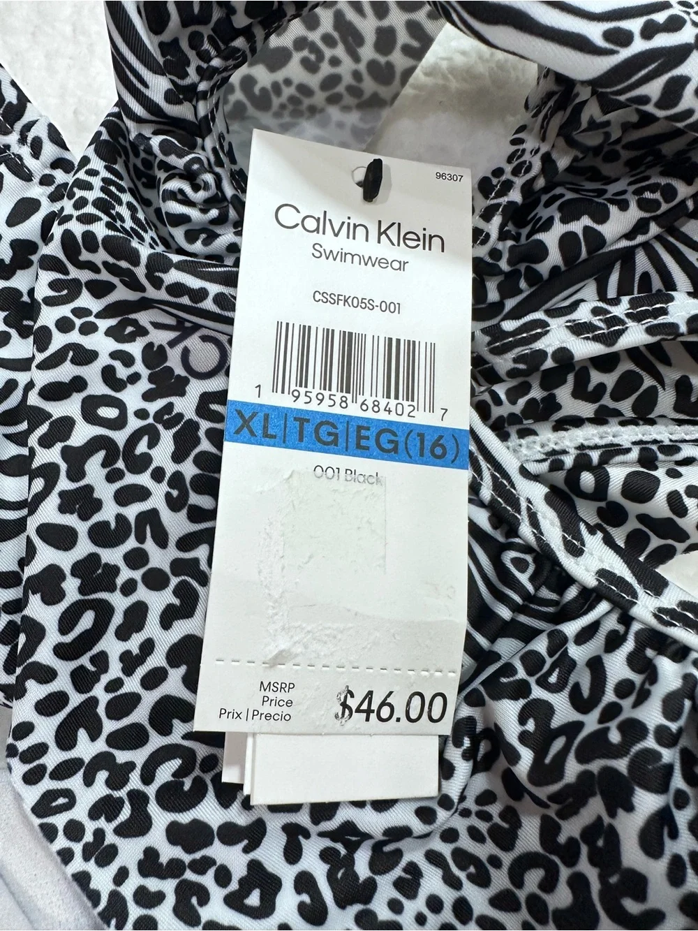 Girl’s Calvin Klein Black & White Animal Print Ruffle Bikini Set